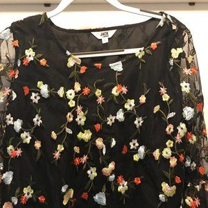 JACK CROP SHEER SLEEVE FLORAL BLOUSE
